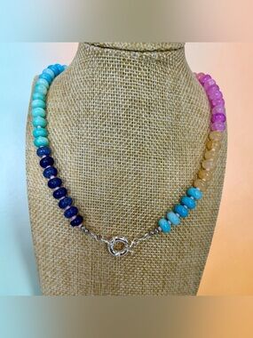 New Natural Gemstone Multicolor
Beaded Boho Anthro-Style
Necklace Gradient color
